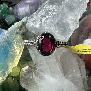 Vintage-Inspired Sterling Silver Ring with Red Gemstone